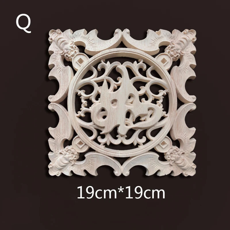 Wood Carving Onlays Appliques Decoration for Home Wood Decals for Furniture Wood Flower Crafting Wood Floral Home Decor Items