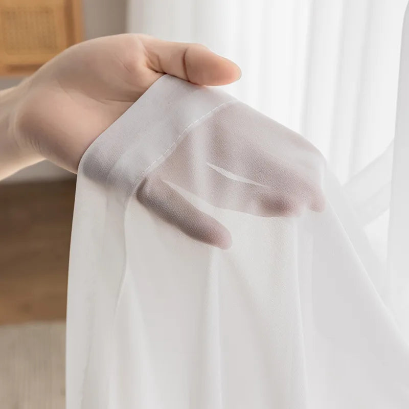 Custom Size Cotton Linen Look Thermal Insulated  Blackout Curtains for Living Room Bedroom Fabric Window Home Decor White Tulle