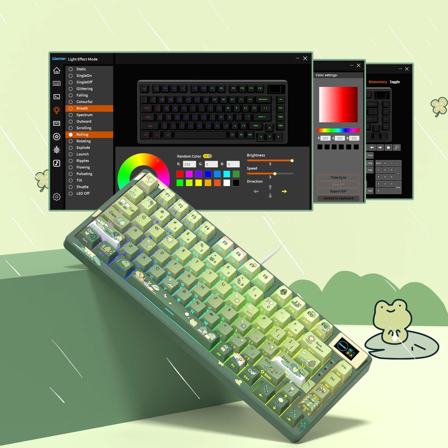 Womier S-K80 Green 75% Keyboard with Color OLED Display Mechanical Gaming Keyboard Hot Swap Keyboard Gasket Mount RGB  Keyboard