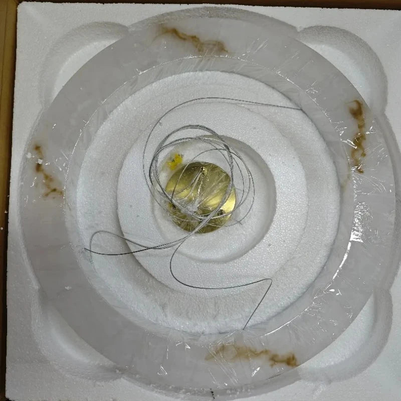 Imitation Marble Pendant Light Circular Resin Pendant Lamp for Living Room Bedroom Hanging Indoor Lighting Fixture Home Decor