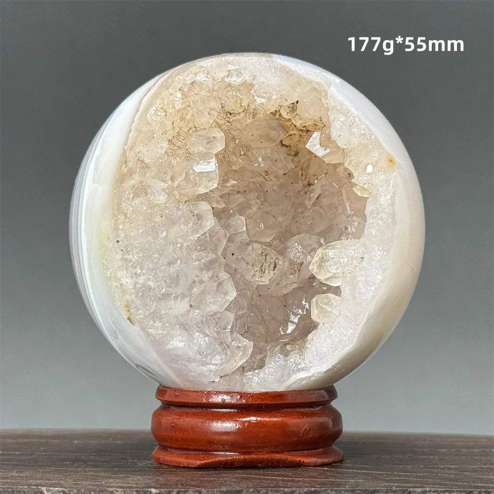 Natural Quartz Crystal Agate Open Mouth Smile Ball Treatment Reiki Witchcraft Meditation Spiritual Energy Home Decor