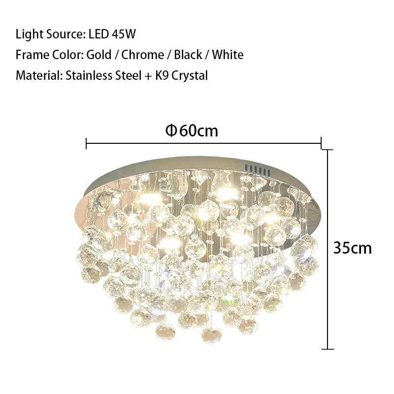 Modern Crystal Ball Ceiling Lights Surface Mounted LED Lamps Lighting Fixture for Living Room Lustres Home Decor Lampara Techo
