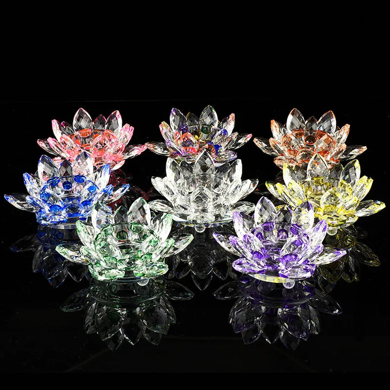 Handcrafts Crystal Lotus Flower Candlesticks Glass Tealight Candle Holders Ornament Buddhist supplies Home Decor