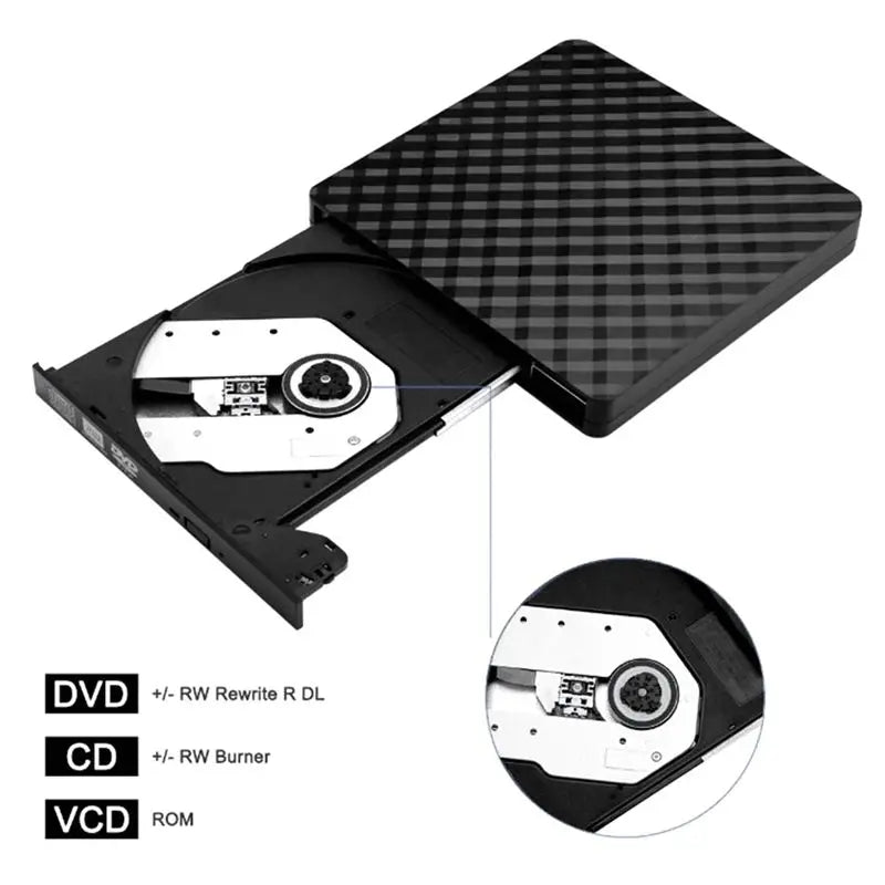 1 Piece USB3.0 External DVD CD Writer Optical Drive Reader Player For Laptop Desktop