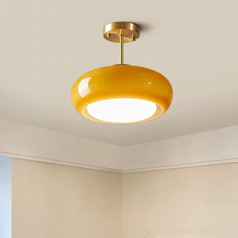 France Style Retro Antique Orange Glass Chandelier Bauhaus Medieval Ceiling Light Dining Room Bedroom Home Decor Light
