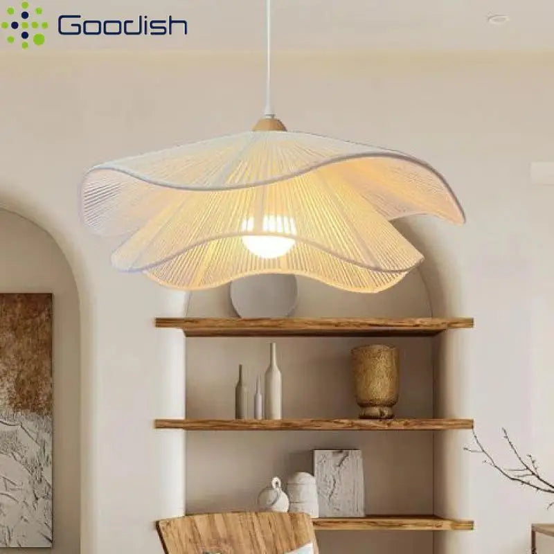 Retro Hemp Rope Wabi-sabi Chandelier Elegant Hanging Lamps Lustre for Tea Living Dining Room Restaurant Home Decor Pendant Light