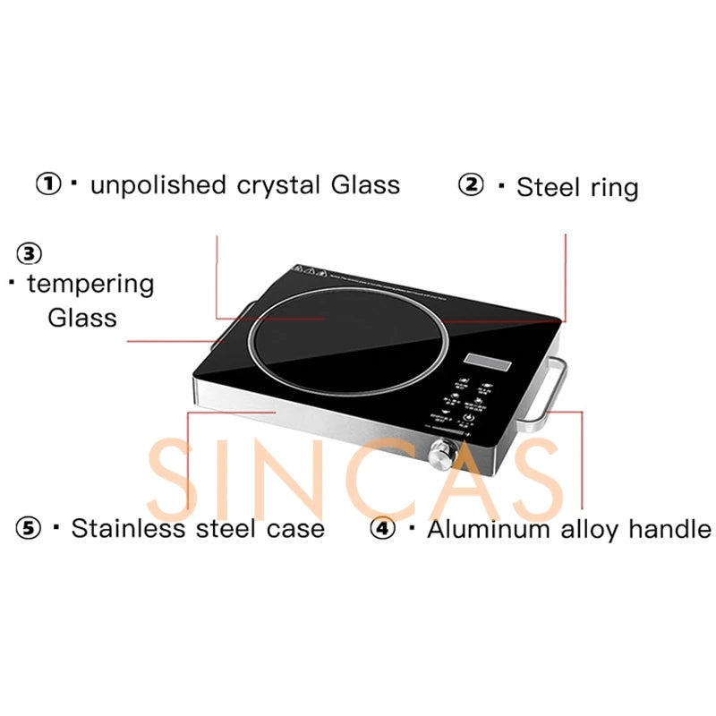 110V-220V High-power 2200W Electric Ceramic Stove Intelligent Induction Cooker Electromagnetic Stove Adjustable Temperature
