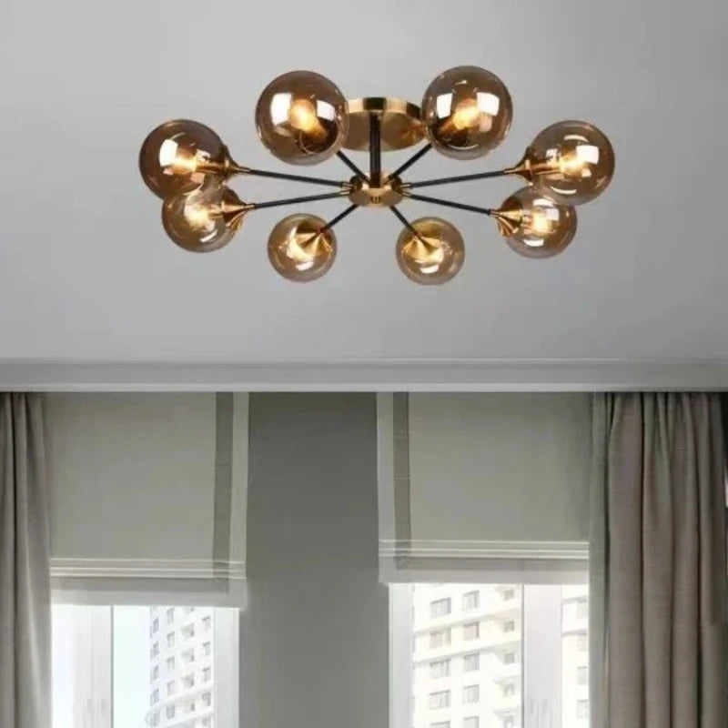 LED Ceiling Lamp Restaurant Bubble Glass Flower LED Ceiling Pendant Light Stylish Luxury Master Bedroom Ceiling Lamps Home Decor