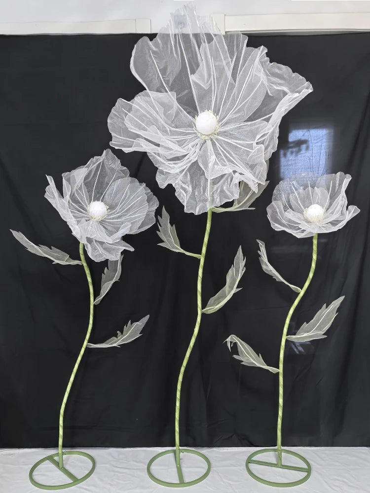 190cm Wedding Decor Props Artificial Flowers Road Lead Flower Silk Yarn Flower Poppy Window Display Garden Decoration Home Decor