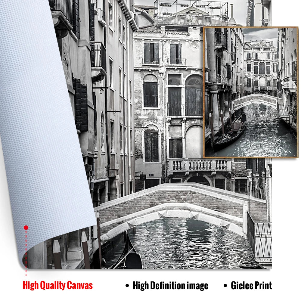 Black White Fashion Landscape Poster Venice City Travel Photography Canvas Painting Prints Wall Pictures Living Room Home Decor