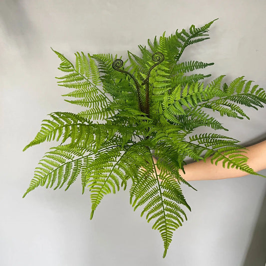18 Heads Artificial Green Fern Plants for Living Room - Faux Large Fern Grass for DIY Crafts, Garland, Wreath & Home Decor
