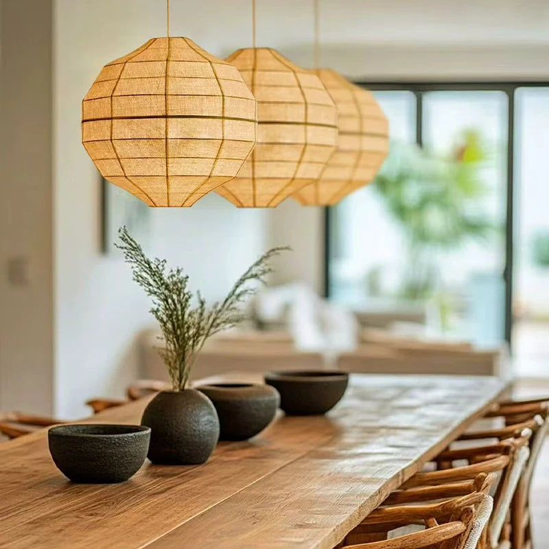 Japanese Wabi Sabi Fabric E27 Pendant Light Living Dining Room Bar Led Droplight Lighting Home Decor Bedroom Lustre Hanging Lamp