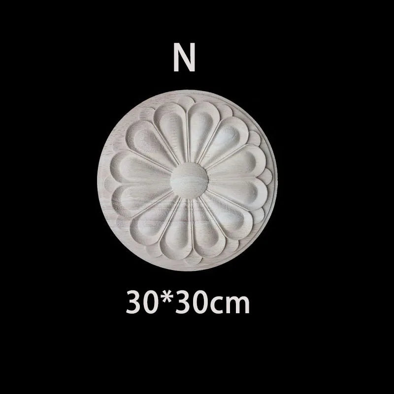 Wood Carving Onlay Applique Figurines Decor Living Room Furniture Decoration Unique Natural Floral Wood Carved Decal Home Decor