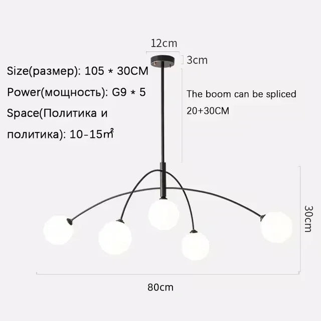 Modern Minimalist LED Ceiling Suspension Lamp Cream Ball Chandelier Home Decor for Lounge Lobby Bar Bedroom Dinning Indoor Light
