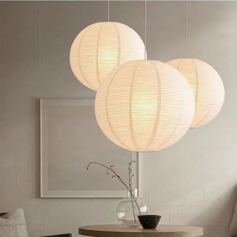 Japanese Style Minimalist Rice Paper Art Chandelier Restaurant Bedroom Hotel Tea Room Pendant Lamp Home Decor Lighting Fixtures