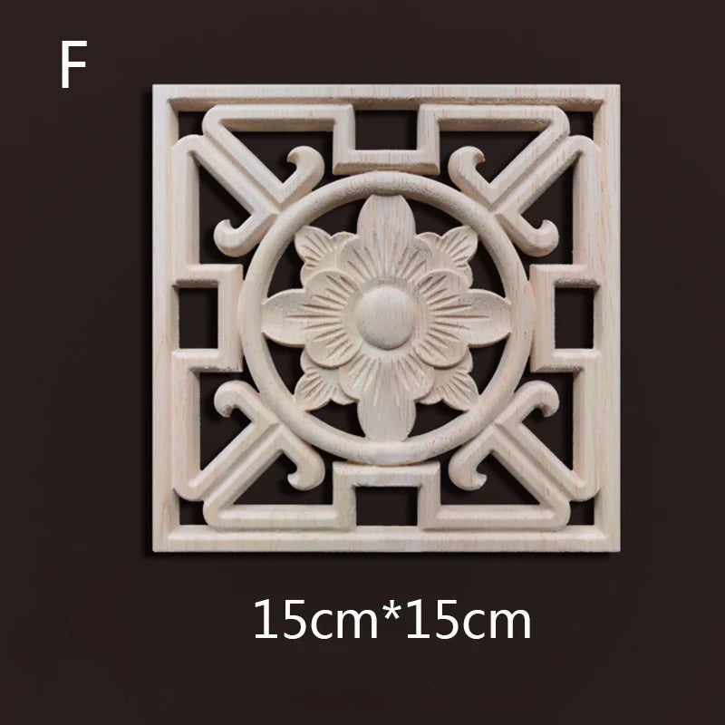 Wood Carving Onlays Appliques Decoration for Home Wood Decals for Furniture Wood Flower Crafting Wood Floral Home Decor Items
