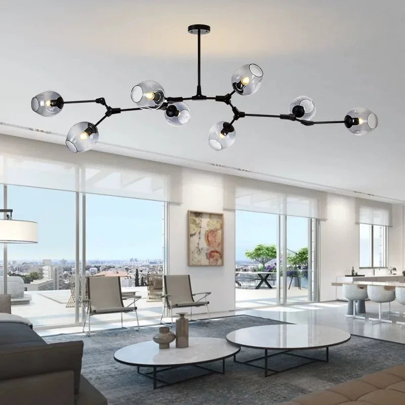 Nordic Molecular Chandelier Modern Branched Glass Ball LED Chandeliers Living Room Bedroom Home Decor Hanging Kitchen Fixtures