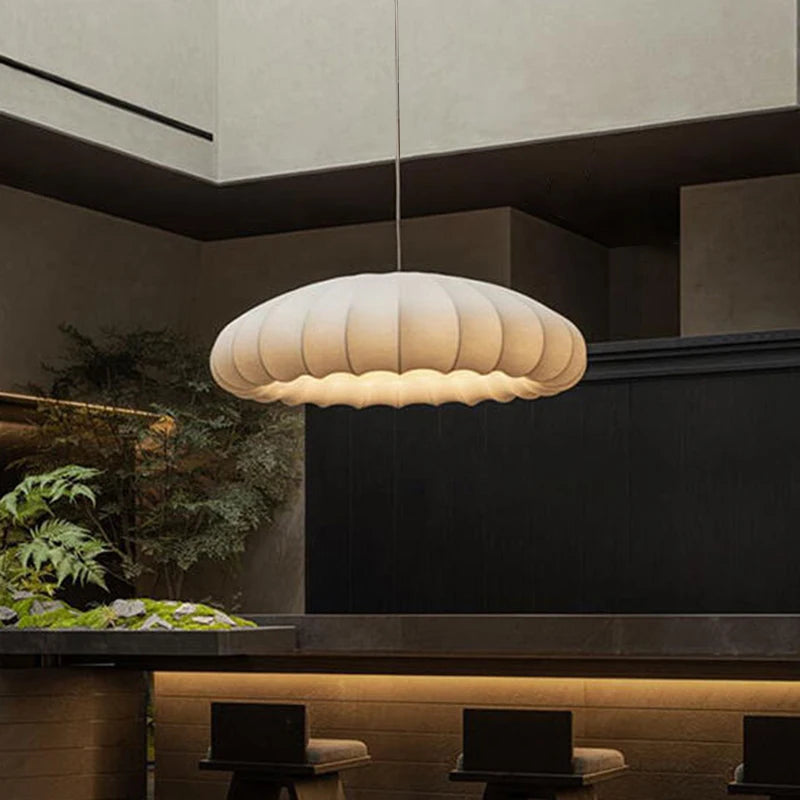Japanese Wabi Sabi Fabric E27 Pendant Light Living Dining Room Minimalism Chandelier Designer Home Decor Bedroom Hanging Lamp
