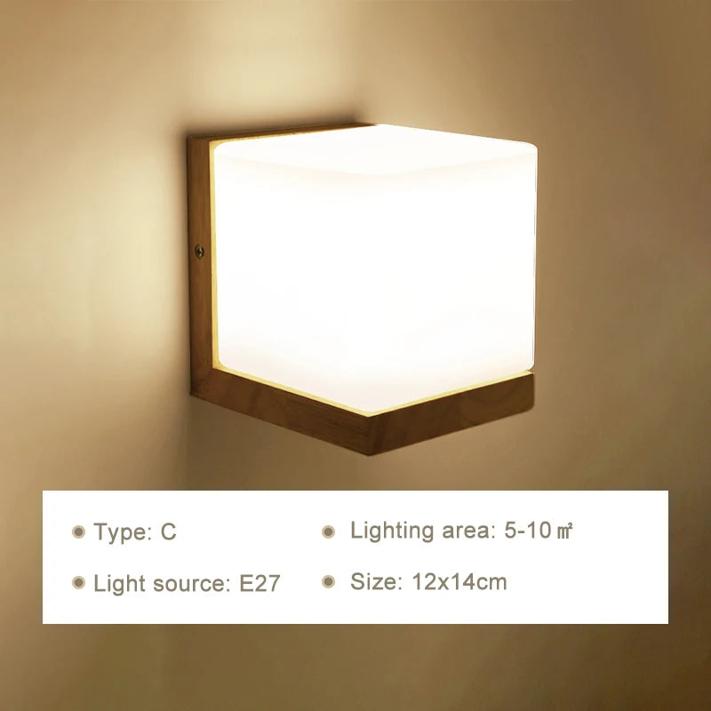 Modern LED Wall Lamps Wooden Lights Bedroom Bedside Stairs Corridor Interior Mounted Lighting Sconce Home Decor Light Fixtures