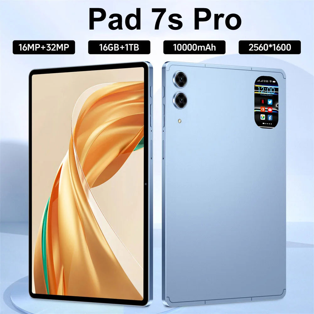 New Pad 7S Pro Tablet PC 22GB+2TB Original 10000mAh Dual SlM Card Global Version 10.1HD Screen Android 15 Tab Children's Tab