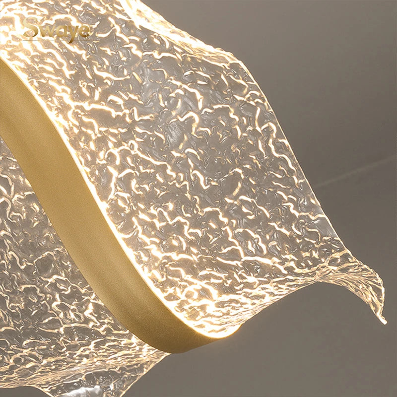 Nordic Creative Stylish LED Chandelier Long Wave Pendant Light Restaurant Bar Lamp Dining Room Ceiling Hanging Lights Home Decor