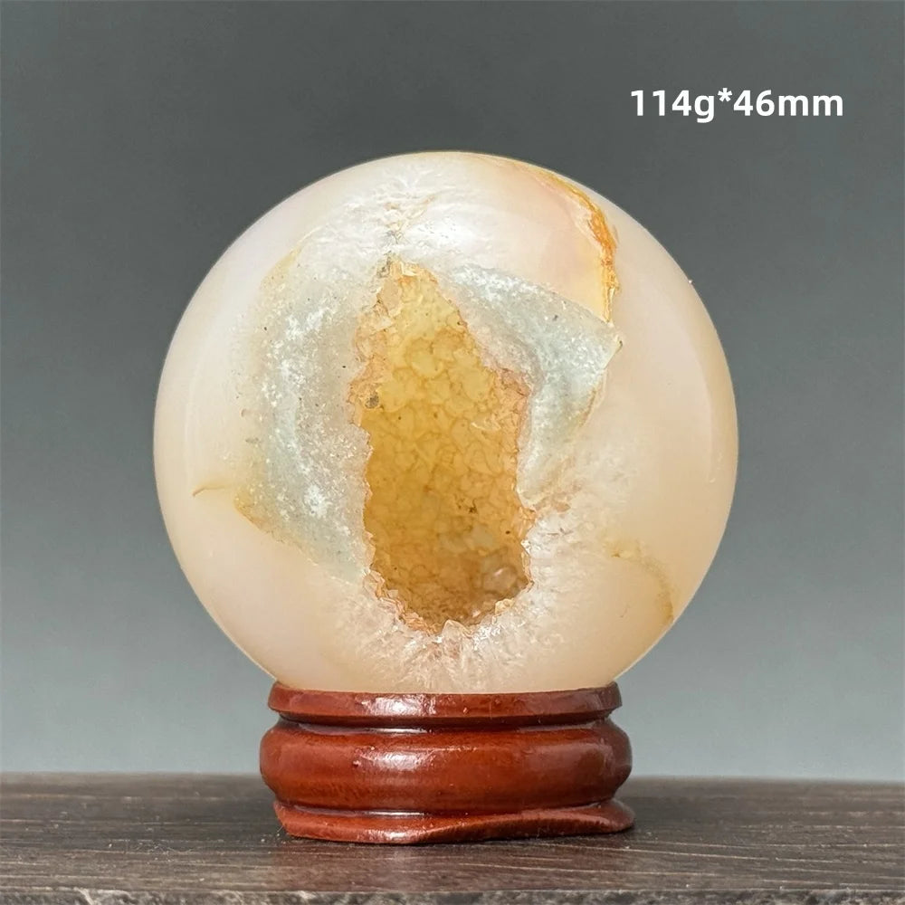 Natural Quartz Crystal Agate Open Mouth Smile Ball Treatment Reiki Witchcraft Meditation Spiritual Energy Home Decor