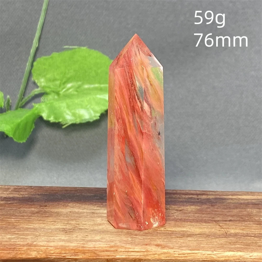 1PC Natural Tiger Skin Smelted Stone Crystal Tower Yellow Stripe Pyramid Obelisk Home Decor Gift