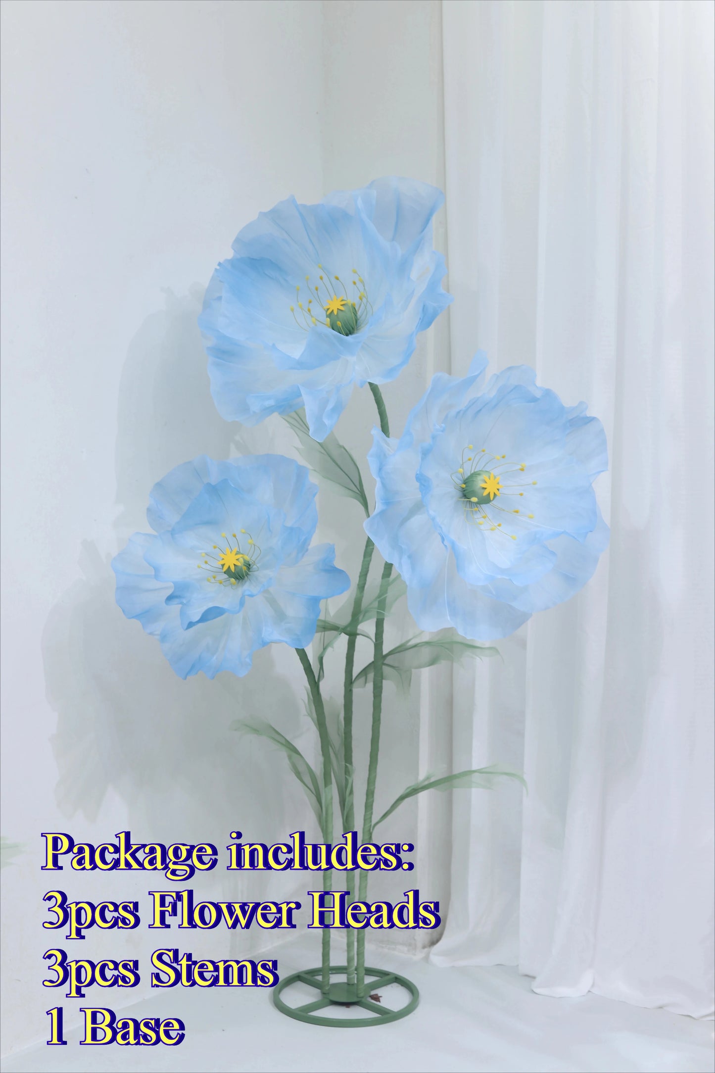 Waterproof Giant Silk Decorative Poppy Big Artificial Flowers Wedding Road Lead Flower Backdrop Decoration With Stand Home Decor