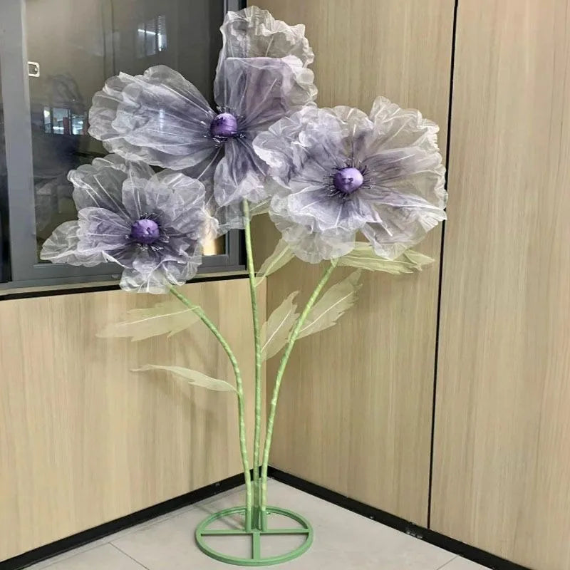 190cm Wedding Decor Props Artificial Flowers Road Lead Flower Silk Yarn Flower Poppy Window Display Garden Decoration Home Decor