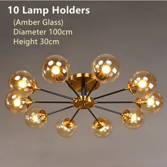 LED Ceiling Lamp Restaurant Bubble Glass Flower LED Ceiling Pendant Light Stylish Luxury Master Bedroom Ceiling Lamps Home Decor