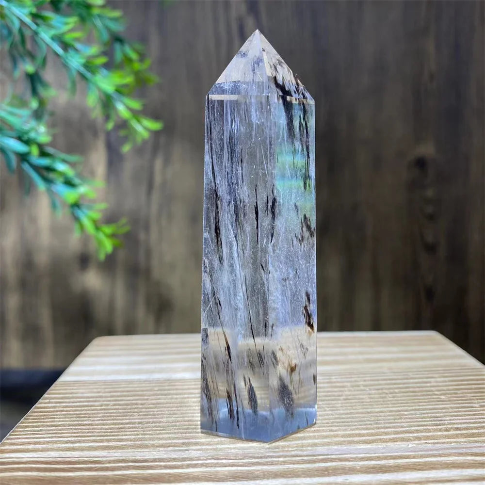 Smelting Fire Quartz Ghost Crystal Stone Point Tower Mineral Energy Healing Hexagonal Wand Home Decor Gift