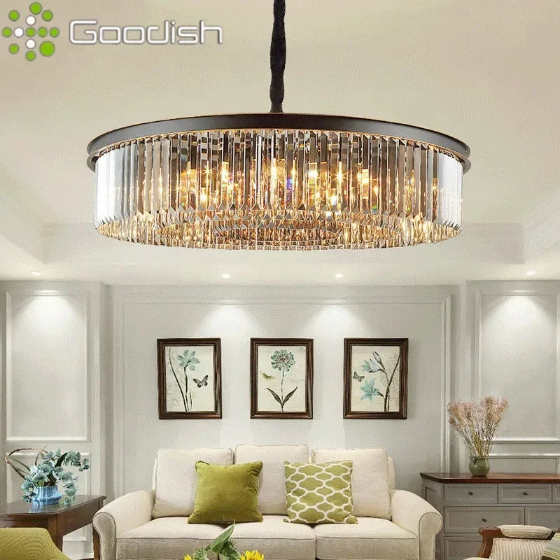 Modern Luxury Pendant Lights Crystal Gold Black Chandelier Hanging Ceiling Lamps for Living Dining Restaurant Hall Home Decor