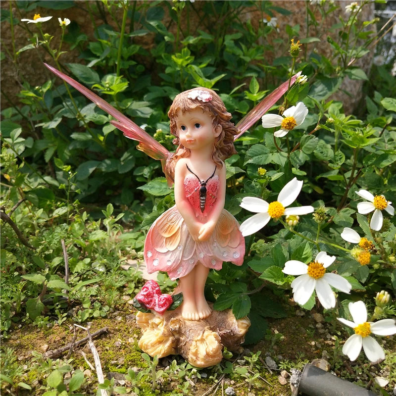 Outdoor Garden Decorative Home Decor Flower Fairy Wings Courtyard Country Ornaments Elegant Room Decorations Kawaii Figurine