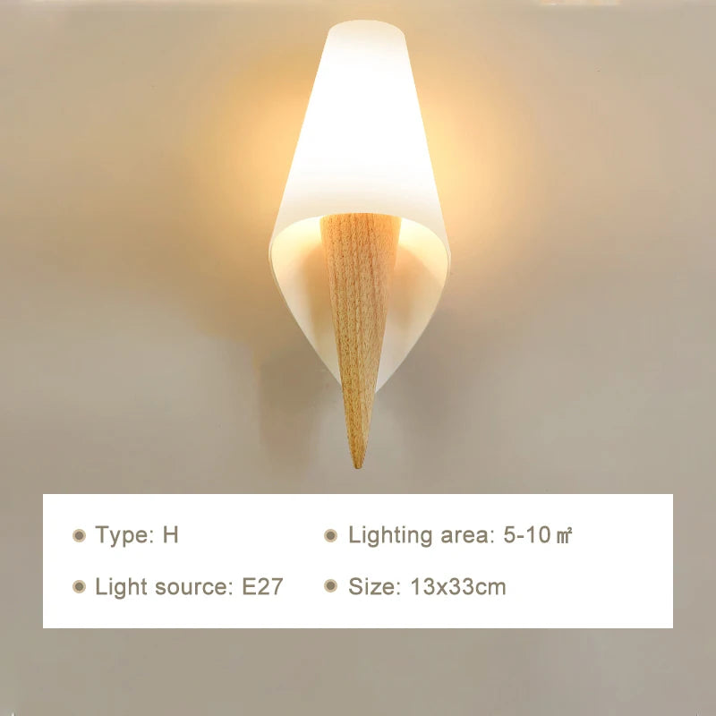 Modern LED Wall Lamps Wooden Lights Bedroom Bedside Stairs Corridor Interior Mounted Lighting Sconce Home Decor Light Fixtures