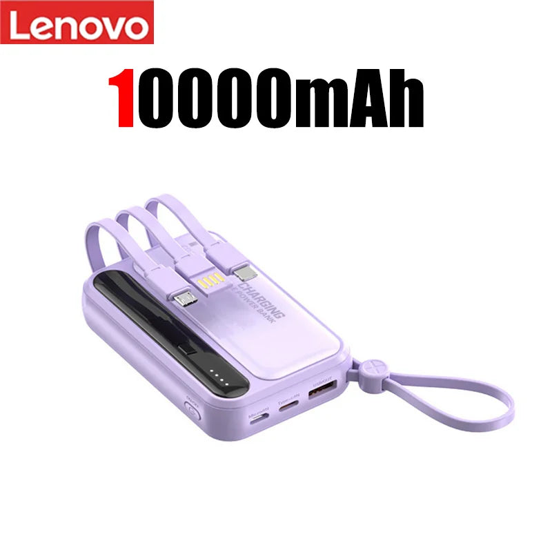 Lenovo 50000mah Large Capacity Power Bank 4in1 Built In Cables Intelligent Digital Display Light Portable Battery For Iphone New