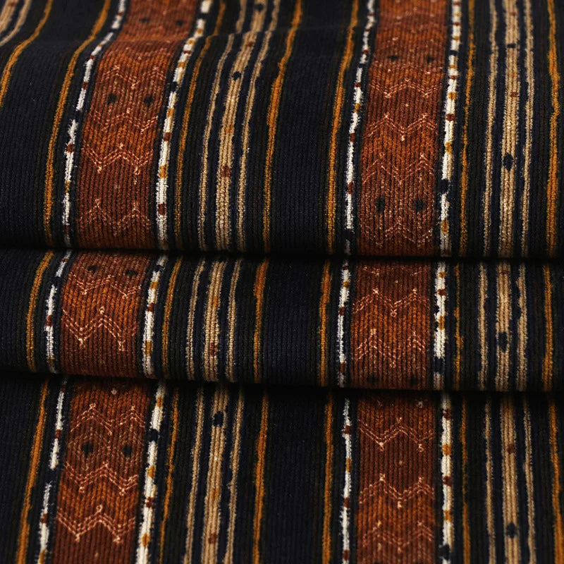 Corduroy Stripe Printed Fabric-Polyester for Women's Dresses Home Decor & DIY Quilting Fabric(by Meter)