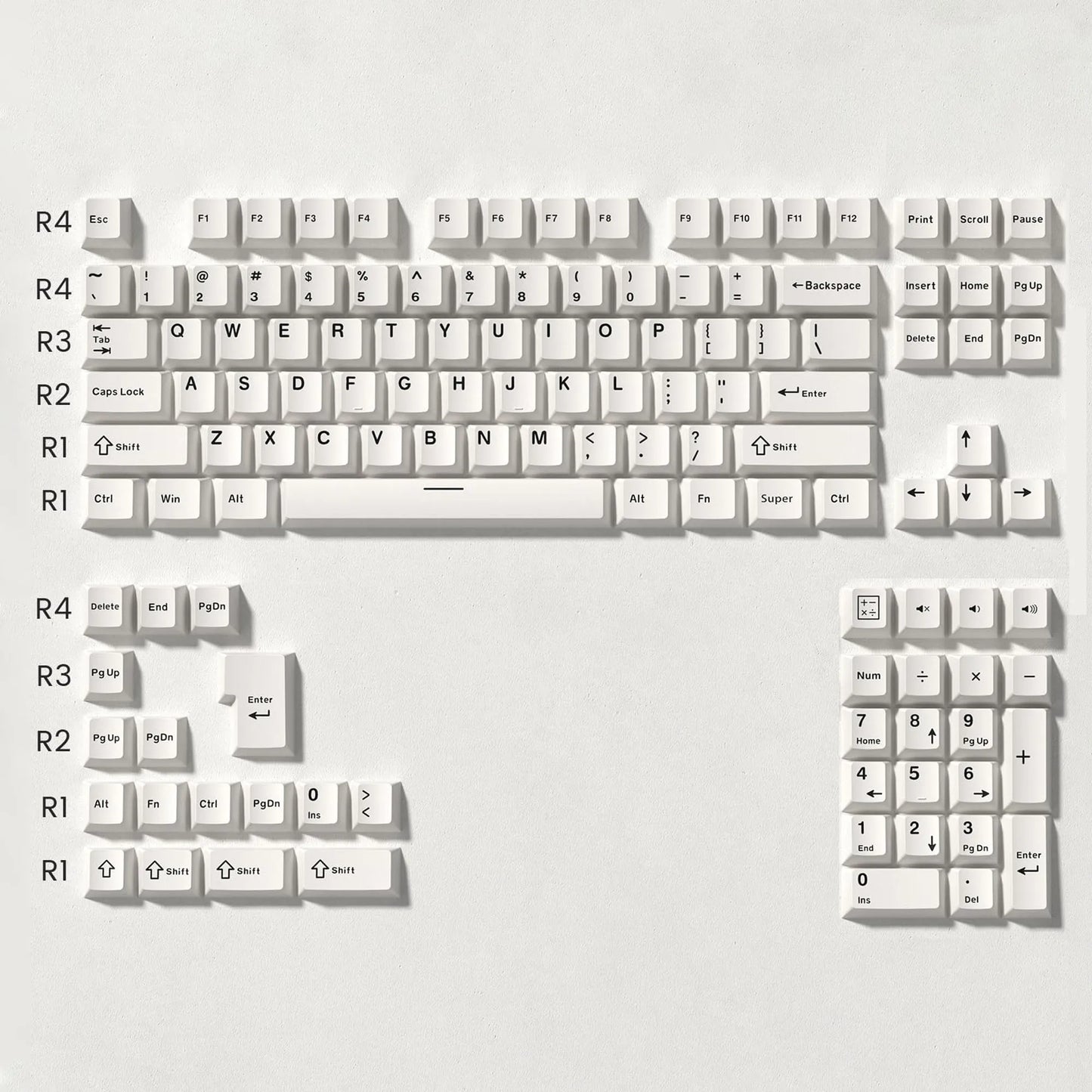 120 Keys Minimalist Style White Double Shot PBT Keycaps Cherry Profile Key cap for Cherry MX Switches Mechanical Gaming Keyboard