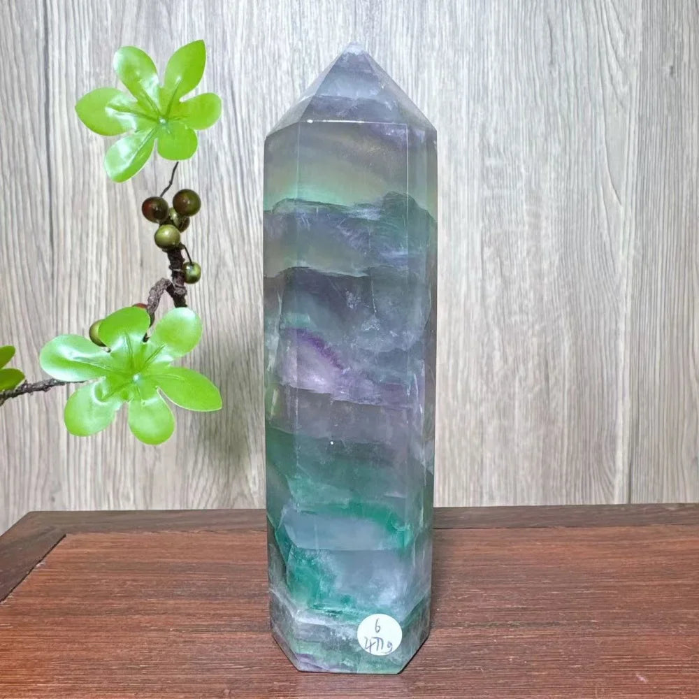 Unique Large Natural Colourful Fluorite Tower Crystal Wand Reiki Healing Mineral Stones Crafts Home Decor Christmas Gifts
