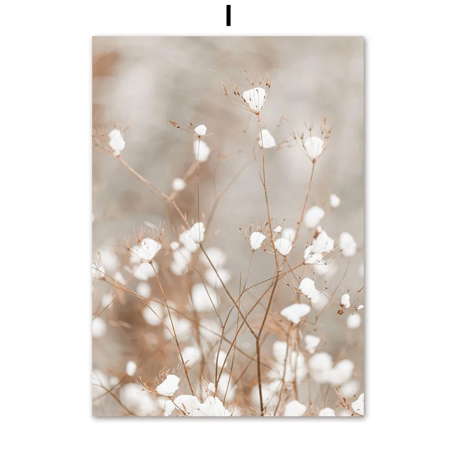 Neutral Beige Wall Art Mural Canvas Prints Boho Nature Landscape Highland Cow Coastal Pampas Grass Plant Posters Room Home Decor