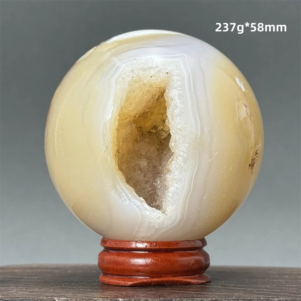 Natural Quartz Crystal Agate Open Mouth Smile Ball Treatment Reiki Witchcraft Meditation Spiritual Energy Home Decor