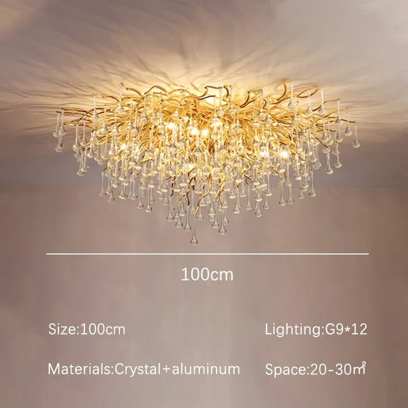 Luxury Gold Crystal Chandelier Modern Gold Ceiling Light for Dining Room Living Room Lobby Kitchen Home Decor