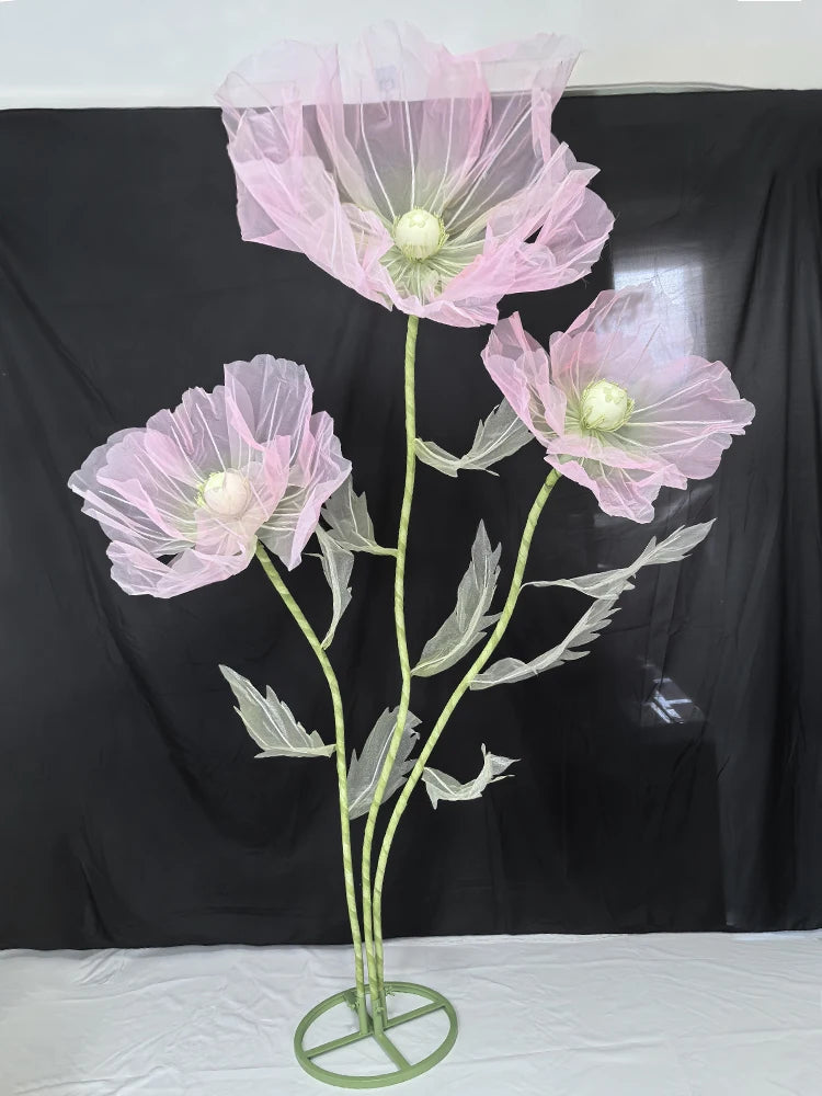 190cm Wedding Decor Props Artificial Flowers Road Lead Flower Silk Yarn Flower Poppy Window Display Garden Decoration Home Decor