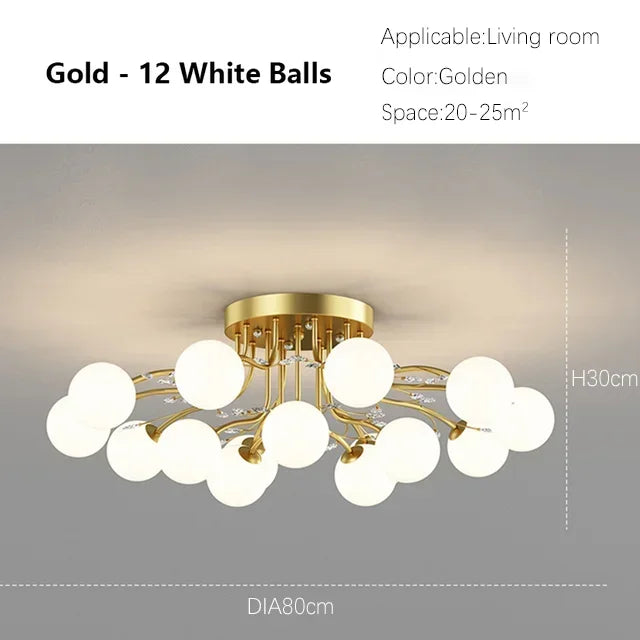 Creative Iron LED Ceiling ChandelierStarry Glass Lamp Living Dining Room bedroom kitchen Loft light Home Decor Stylish Luminaire