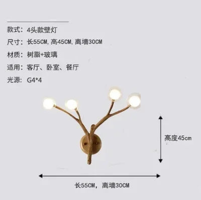 Vintage Tree Branches Chandelier Resin Pendant Lights for Living Room Home Decor Lustres Led Light Fixtures