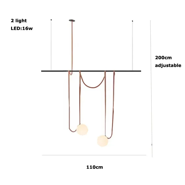Modern Trendy Black Red Long Belt LED Chandelier Home Decor Lumunaire Indoor Lighting Lamp For Dinning Room Bar Bedroom