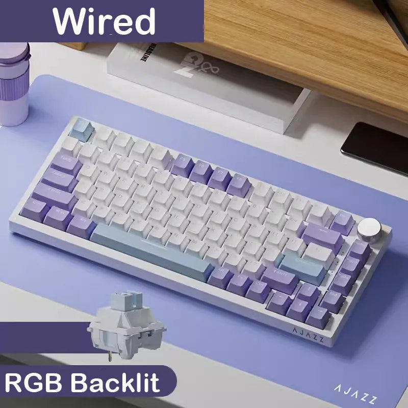 AJAZZ AK820 Wireless Gaming Mechanical Keyboard Hot Swap,75% Layout,Swappable Switch,Tri-mode Connectivity Esport Game Keyboard