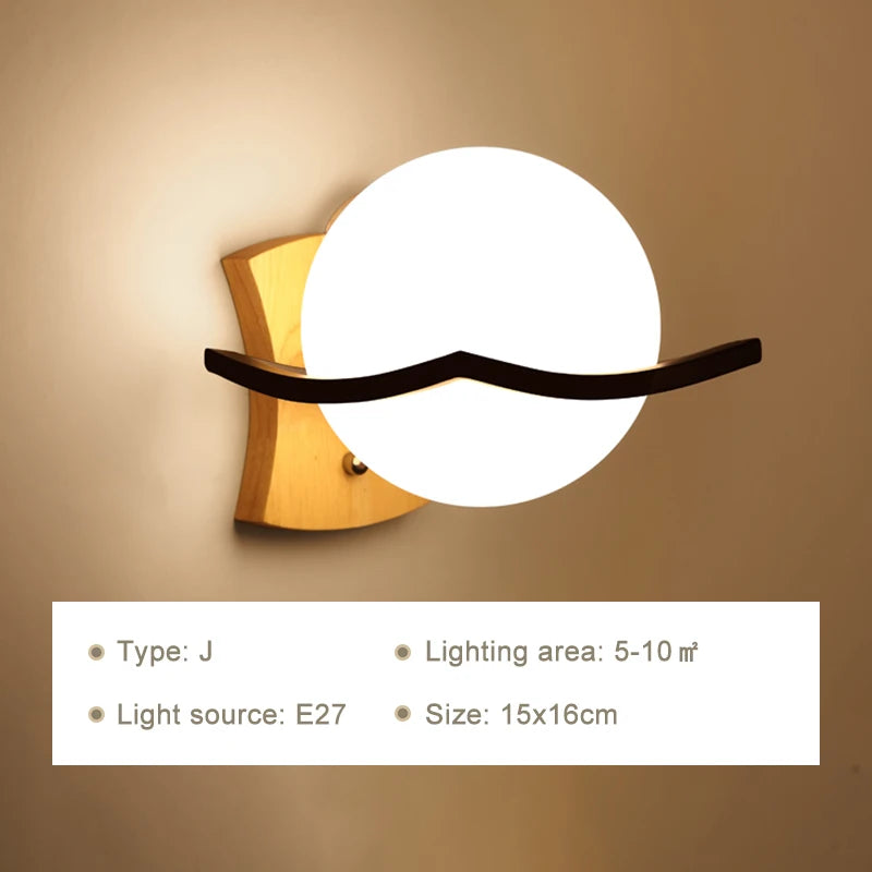 Modern LED Wall Lamps Wooden Lights Bedroom Bedside Stairs Corridor Interior Mounted Lighting Sconce Home Decor Light Fixtures