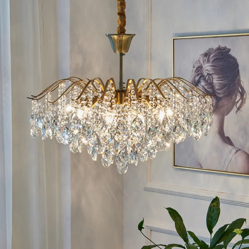 Modern High-end LED Crystal Chandelier Dining Table Living Room Bedroom Kitchen Luxury Pendant Lamp Home Decor Lighting Fixtures