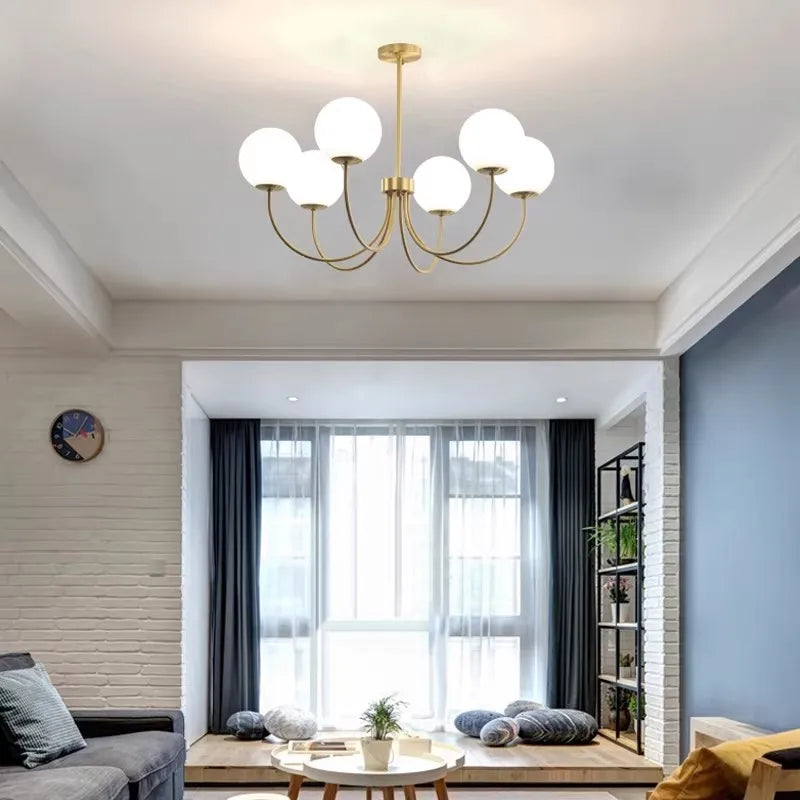 Nordic Luxury Glass Pendant Light Simple Chandelier Indoor Lighting for Living Room Bedroom Dining Room Home Decor Hanging Lamp
