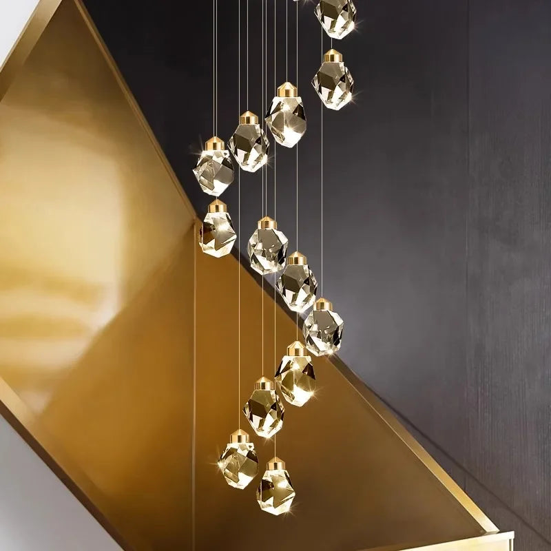 Modern Hall LED Chandeliers Luxury Villa Staircase Crystal Chandeliers Attic Hotel Lighting Fixtures Home Decor Chandeli